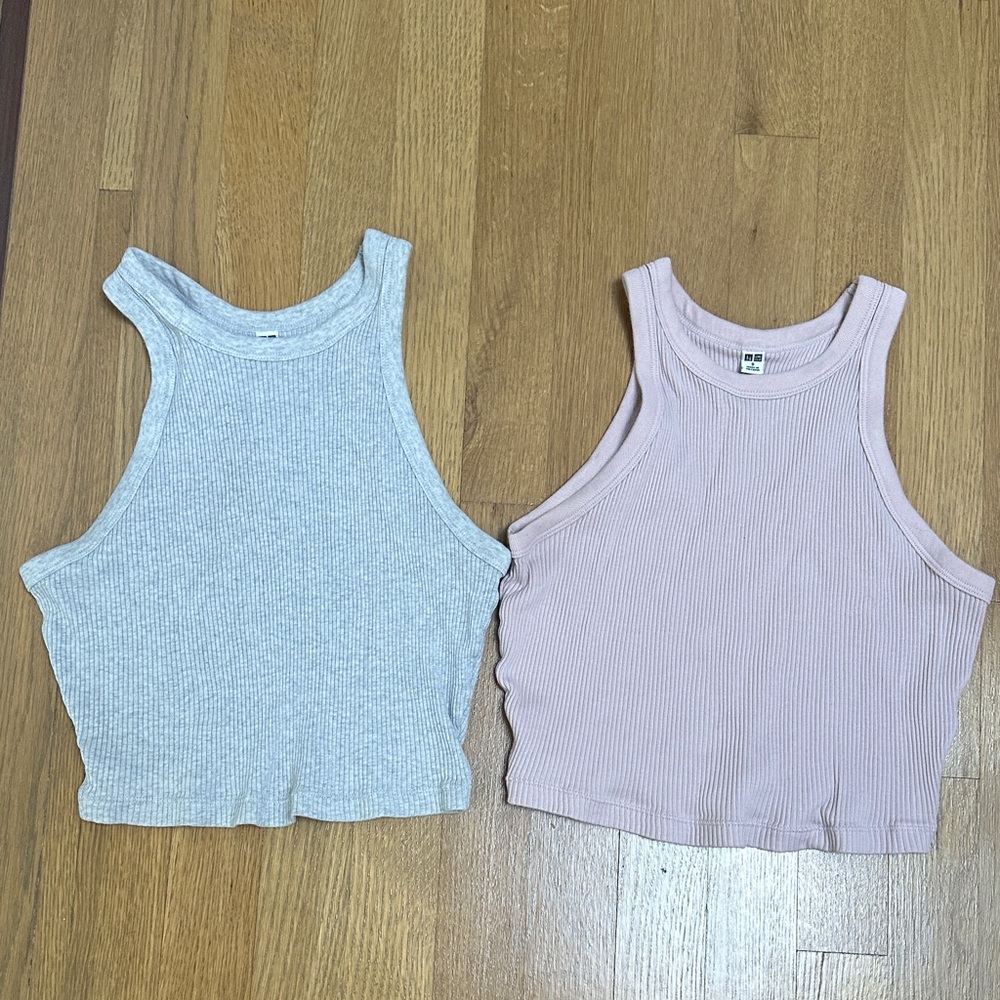 Uniqlo Sleeveless Ribbed crop top set